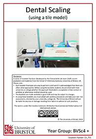 Clinical skills instruction booklet cover page, Dental Scaling